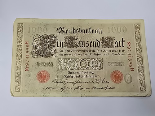 1000 mark 1910 reichsbanknote - 1000,
