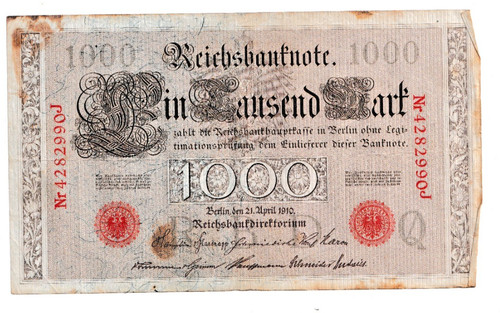 Reichsbanknote 1000 mark 1910 - reichsbanknote,