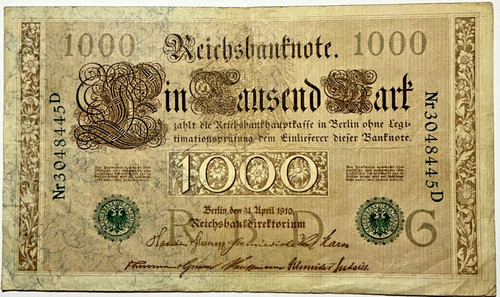 Deutsches reich 1000 mark 1910 - 1000,