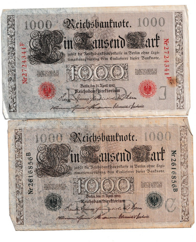 Reichsbanknoten 1000 mark 1910 - reichsbanknoten,