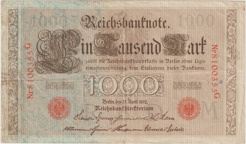 Deutsches reich banknote 1000 - deutsches,