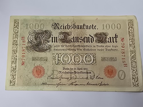 1000 mark reichsbanknote 1910 - 1000,