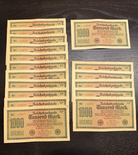 17x reichsbanknote 1000 mark - 17x,