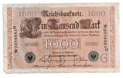 Reichsbanknote 1000 mark - reichsbanknote,