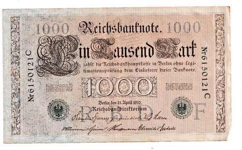 Reichsbanknote 1000 mark 1910 - reichsbanknote,