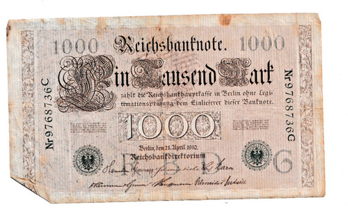 Reichsbanknote 1000 mark 1910 - reichsbanknote,