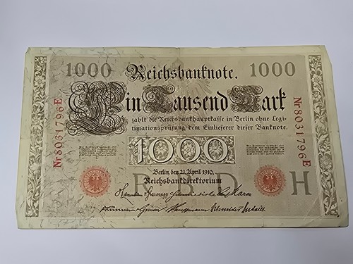 1000 mark 1910 - 1910, reichsbanknote