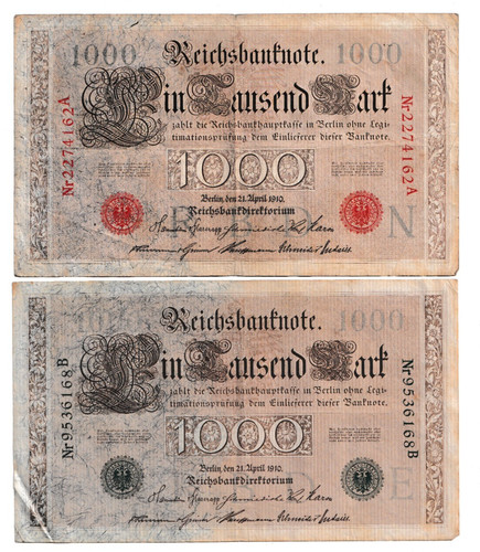 Reichsbanknoten 1000 mark 1910 - 1000,