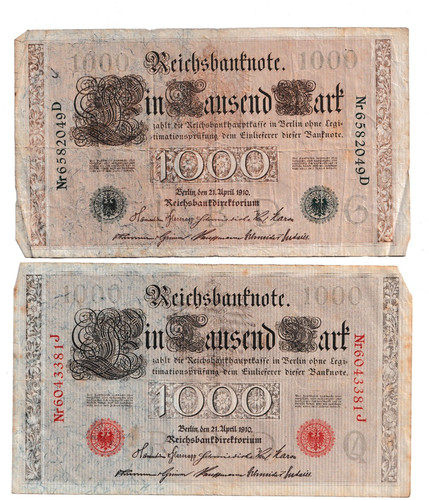 Reichsbanknoten 1000 mark 1910 - 1000,