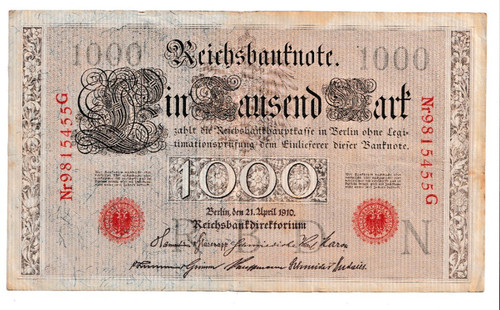 Reichsbanknote 1000 mark - 1000, 1910