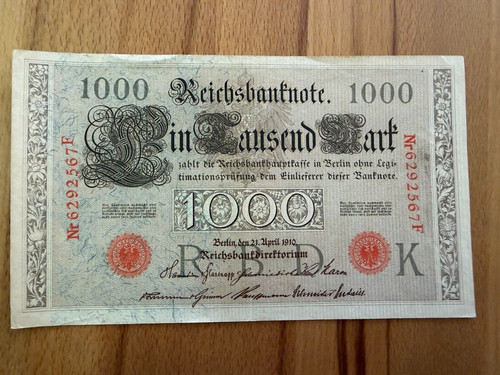 Deutsches reich 1000 - deutsches, mark