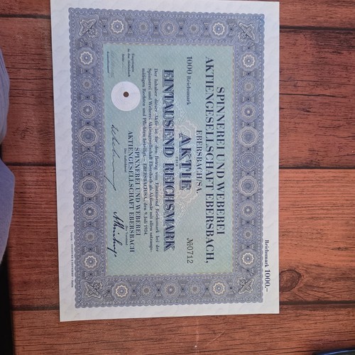 Aktie 1000 reichsmark - 1000,