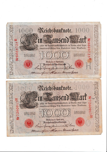 Reichsbanknoten 1000 mark 1910 - 1000,