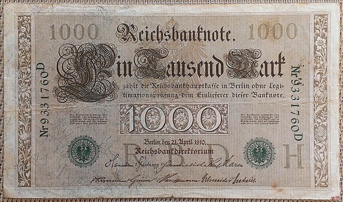1000 mark reichsbanknote 1910 - 1000,