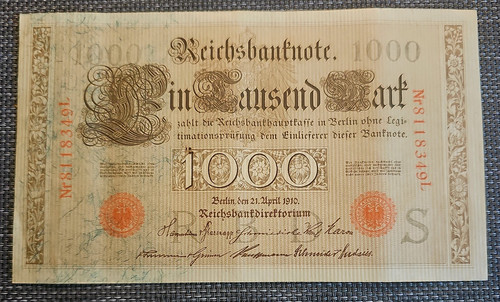 Reichsbanknote 1000 mark - reichsbanknote,