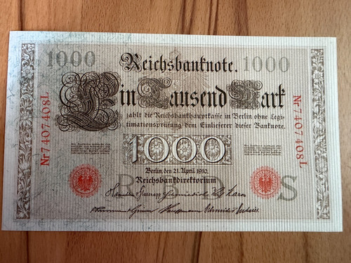 Reichsbanknote 1000 mark - reichsbanknote,