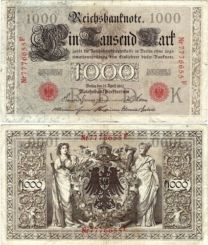 Banknote reichsbanknote 1000 - banknote,