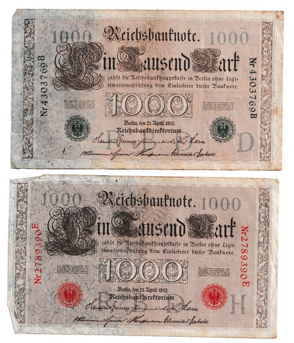 Reichsbanknoten 1000 mark 1910 - 1000,