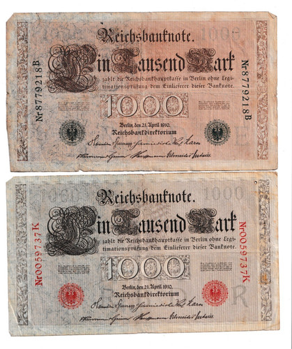 Reichsbanknoten 1000 mark - reichsbanknoten, 1910